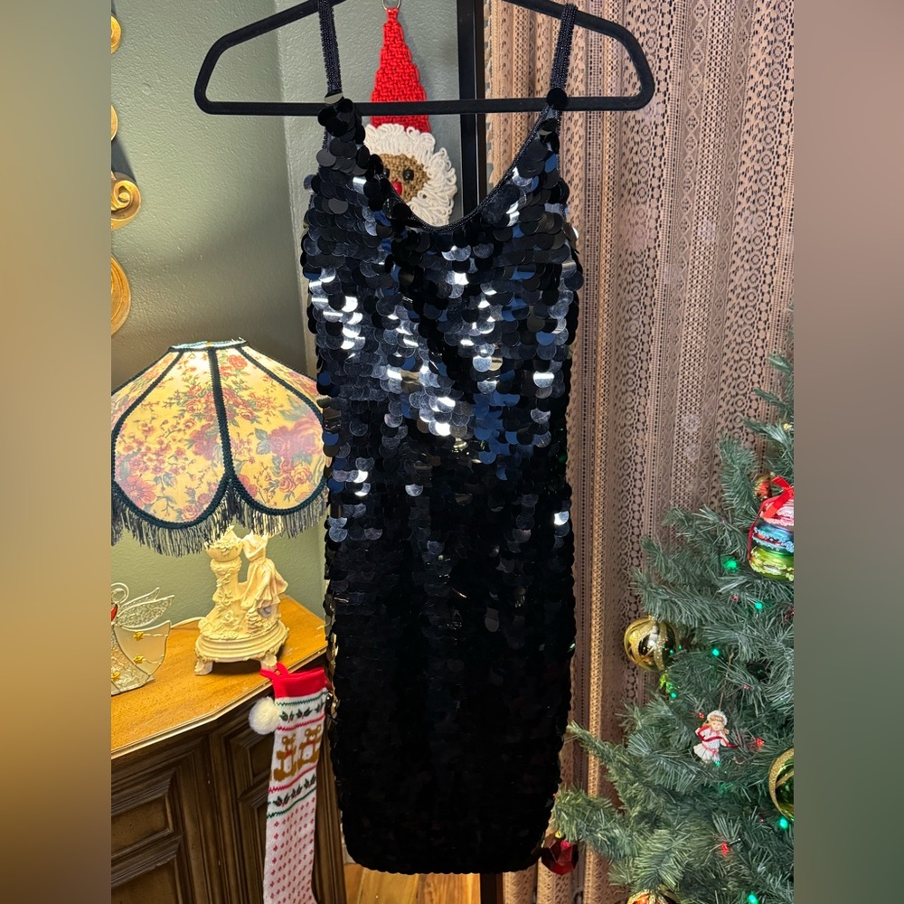 VTG Niteline Black Sequin Dress